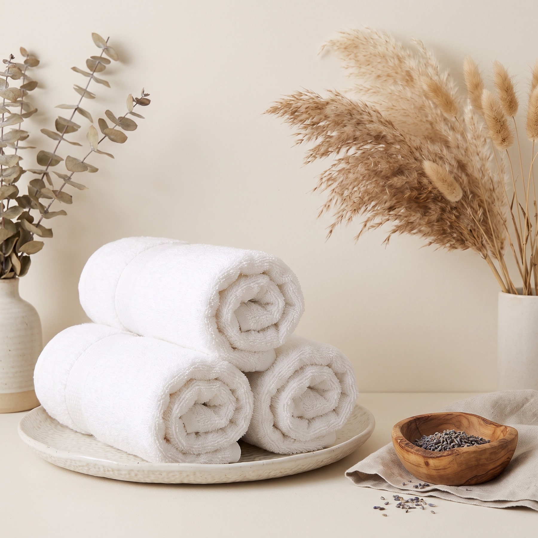 Toallas de spa dobladas