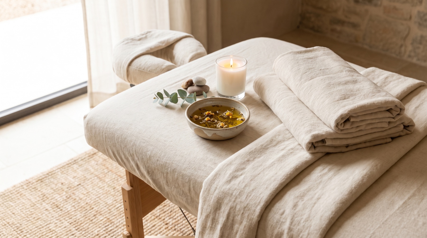 Detalle de camilla de spa